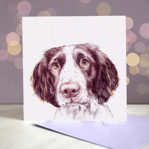 Amber Marie wenskaart hond Springer Spaniel 15 x 15 cm
