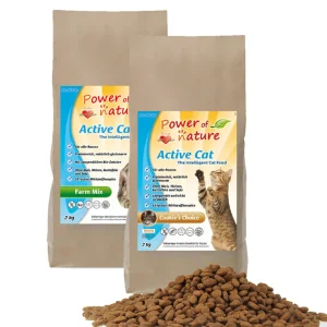 2 kg Power of Nature Active Cat Farm Mix + 2 kg Cookies Choice kattenvoer droogvoer