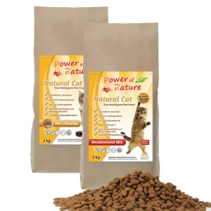2 kg Power of Nature Natural Cat Fees Favorite + 2 kg Meadowland Mix kattenvoer droogvoer