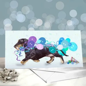 Amber Marie wenskaart hond Teckel draadhaar 20 x 10 cm