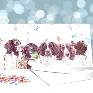 Amber Marie wenskaart hond Springer Spaniel 20 x 10 cm