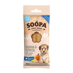 Soopa Puppy Dental Sticks – Banaan & Pompoen