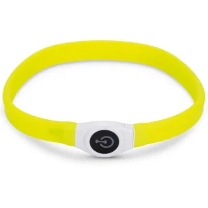 Lichtgevende halsband breed geel