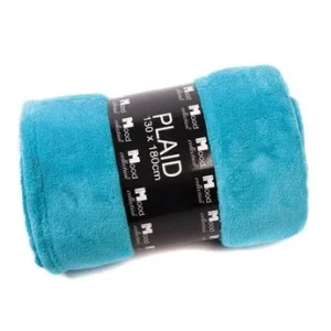 Fleece deken aqua blauw 130x180